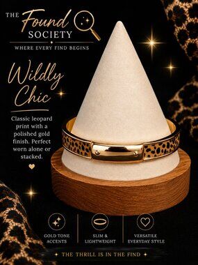 Chico's NWT Gold Tone Leopard Print Slim Bangle Bracelet